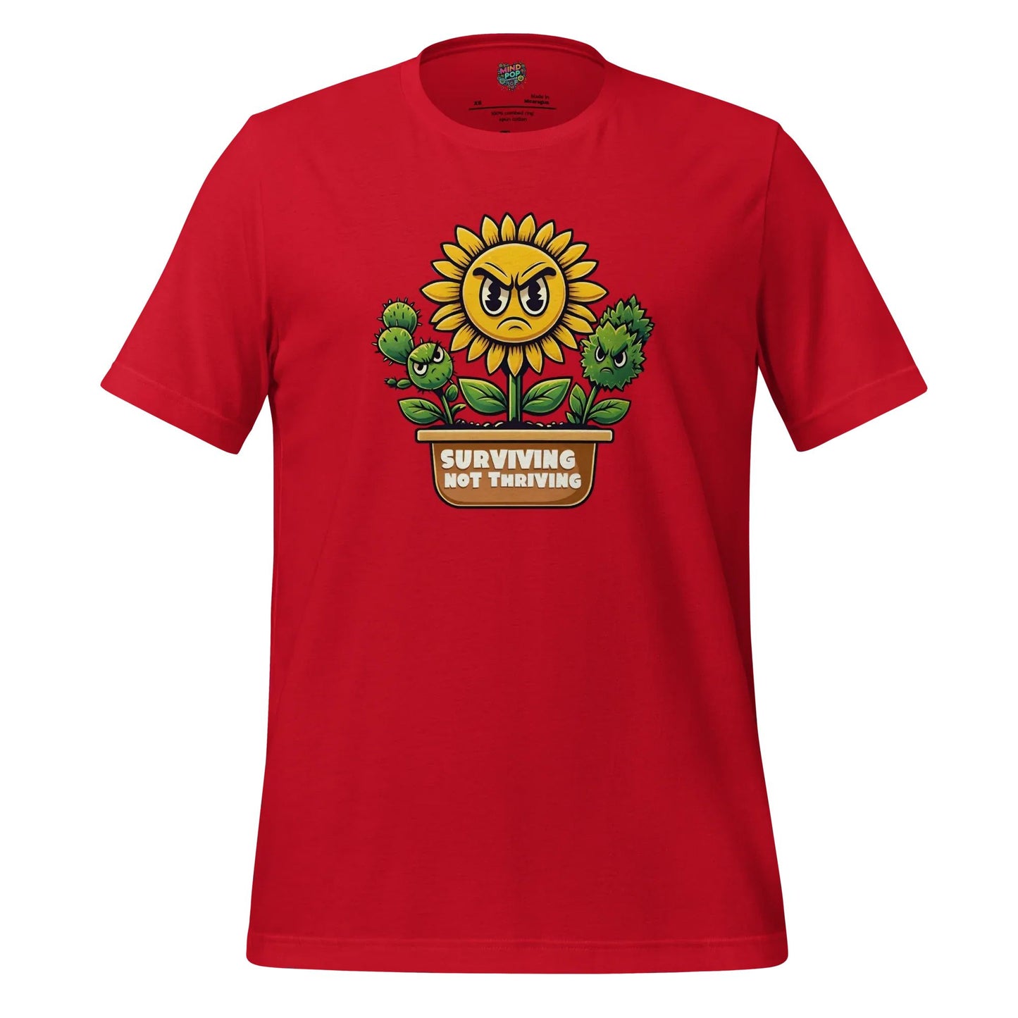 Sad Flower Surviving Not Thriving Shirt for Realists & Overthinkers Red