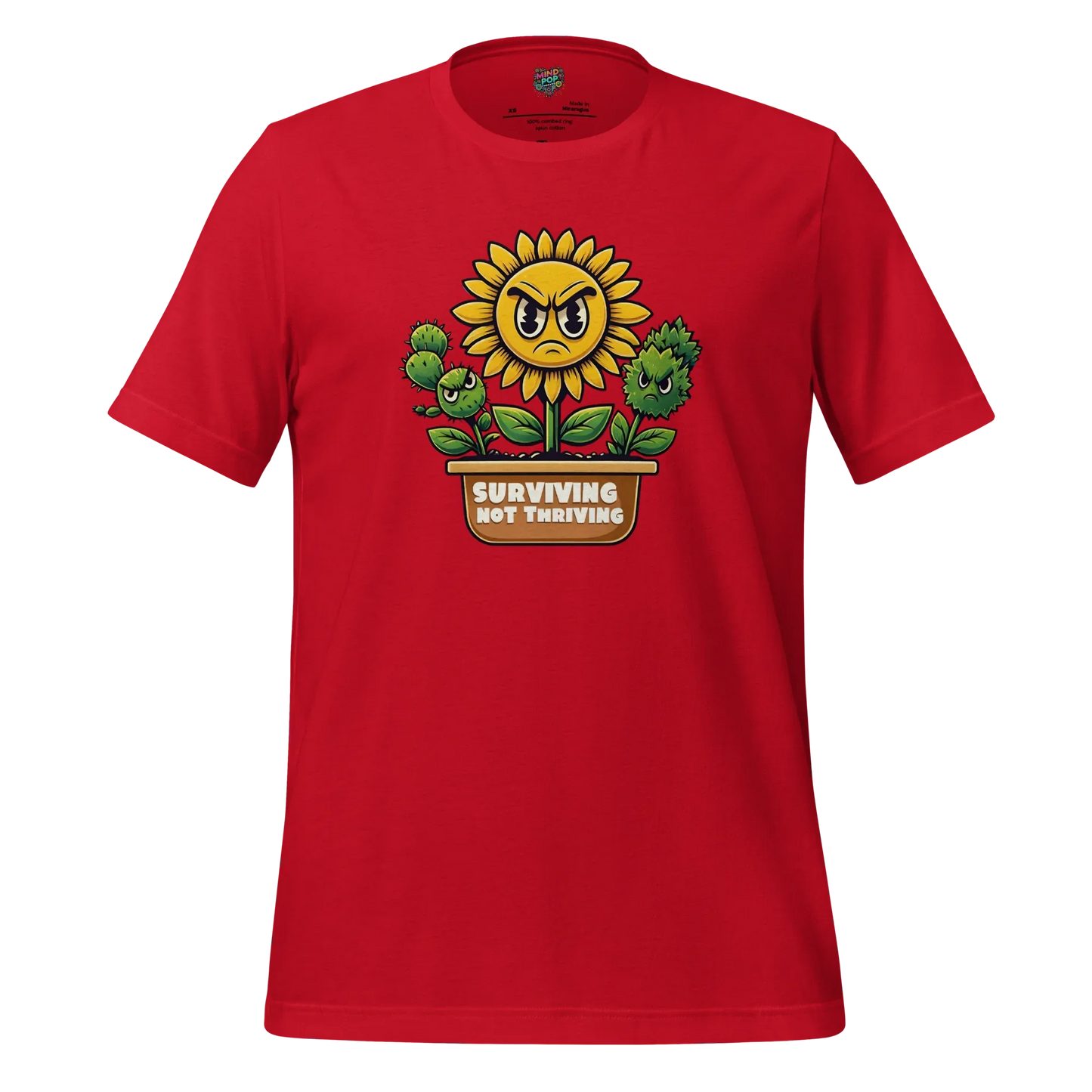 Sad Flower Surviving Not Thriving Shirt for Realists & Overthinkers Red