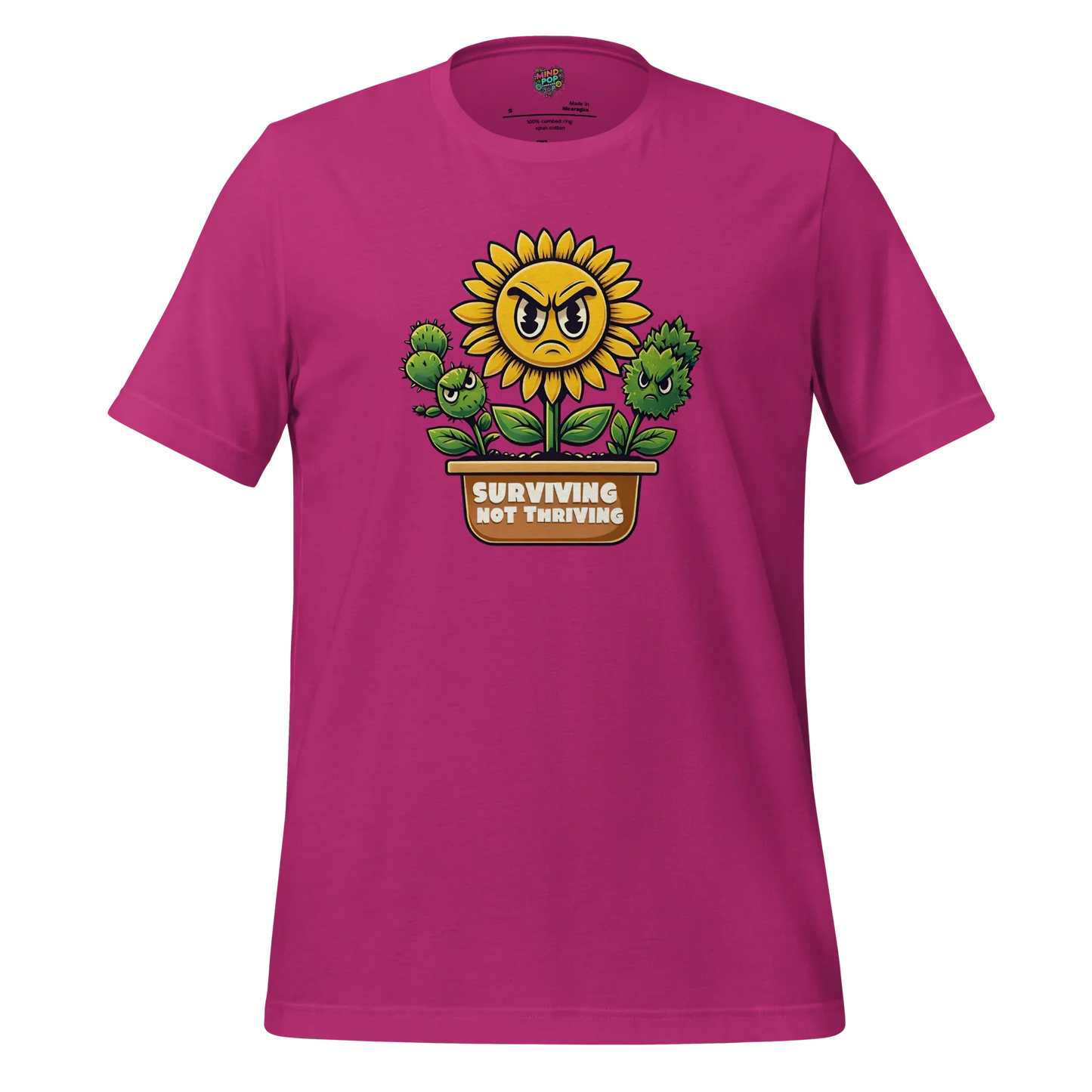 Sad Flower Surviving Not Thriving Shirt for Realists & Overthinkers Berry