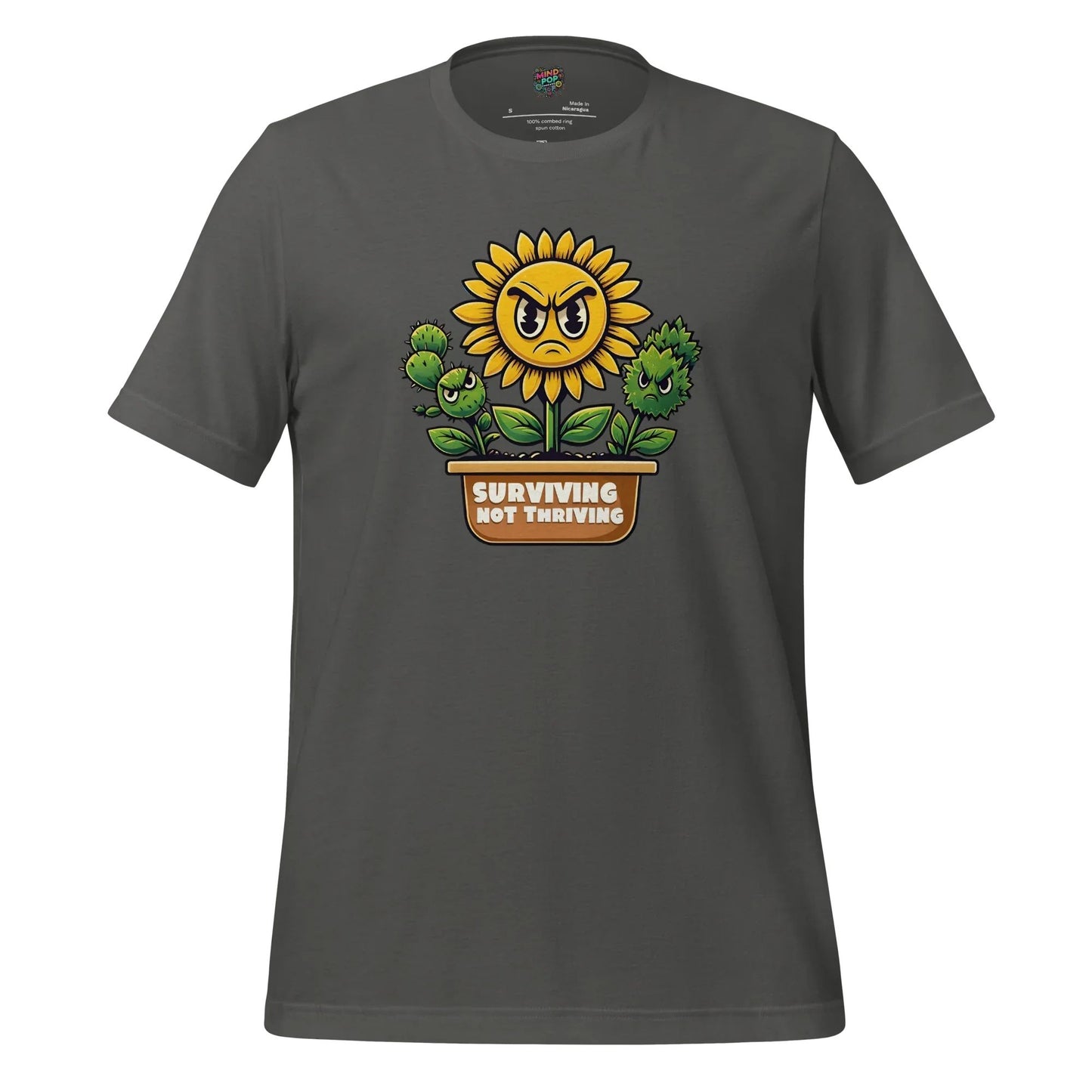 Sad Flower Surviving Not Thriving Shirt for Realists & Overthinkers Asphalt