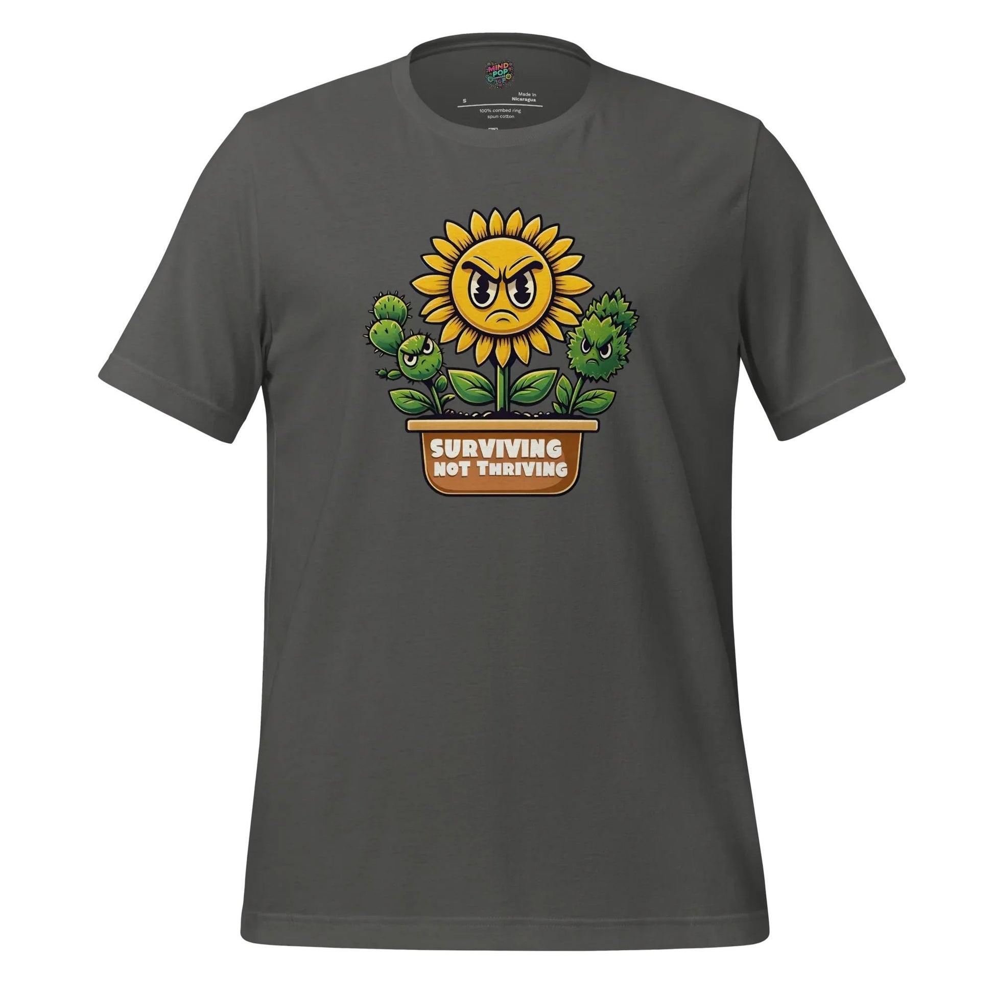 Sad Flower Surviving Not Thriving Shirt for Realists & Overthinkers Asphalt