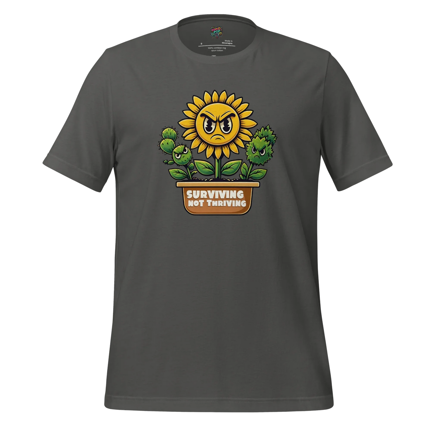 Sad Flower Surviving Not Thriving Shirt for Realists & Overthinkers Asphalt
