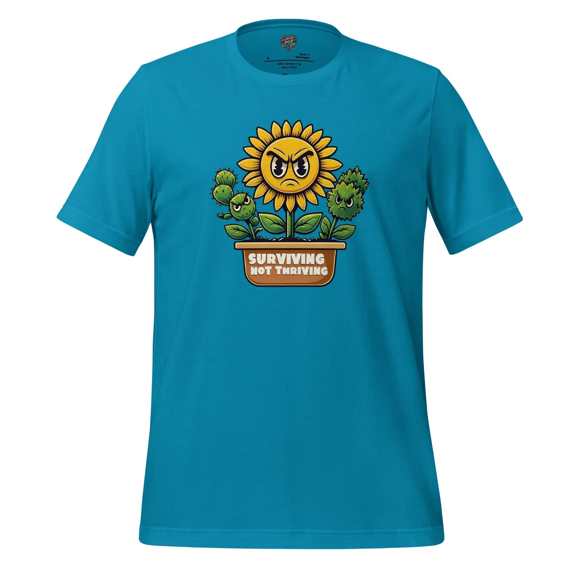 Sad Flower Surviving Not Thriving Shirt for Realists & Overthinkers Aqua