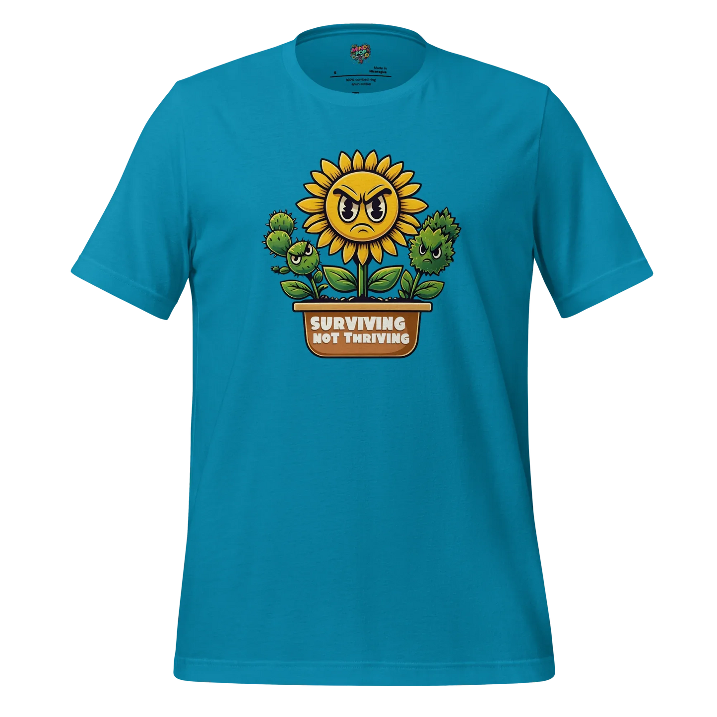 Sad Flower Surviving Not Thriving Shirt for Realists & Overthinkers Aqua