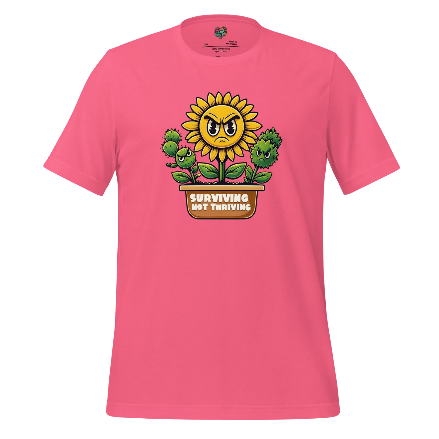 Sad Flower Surviving Not Thriving Shirt for Realists & Overthinkers Charity Pink