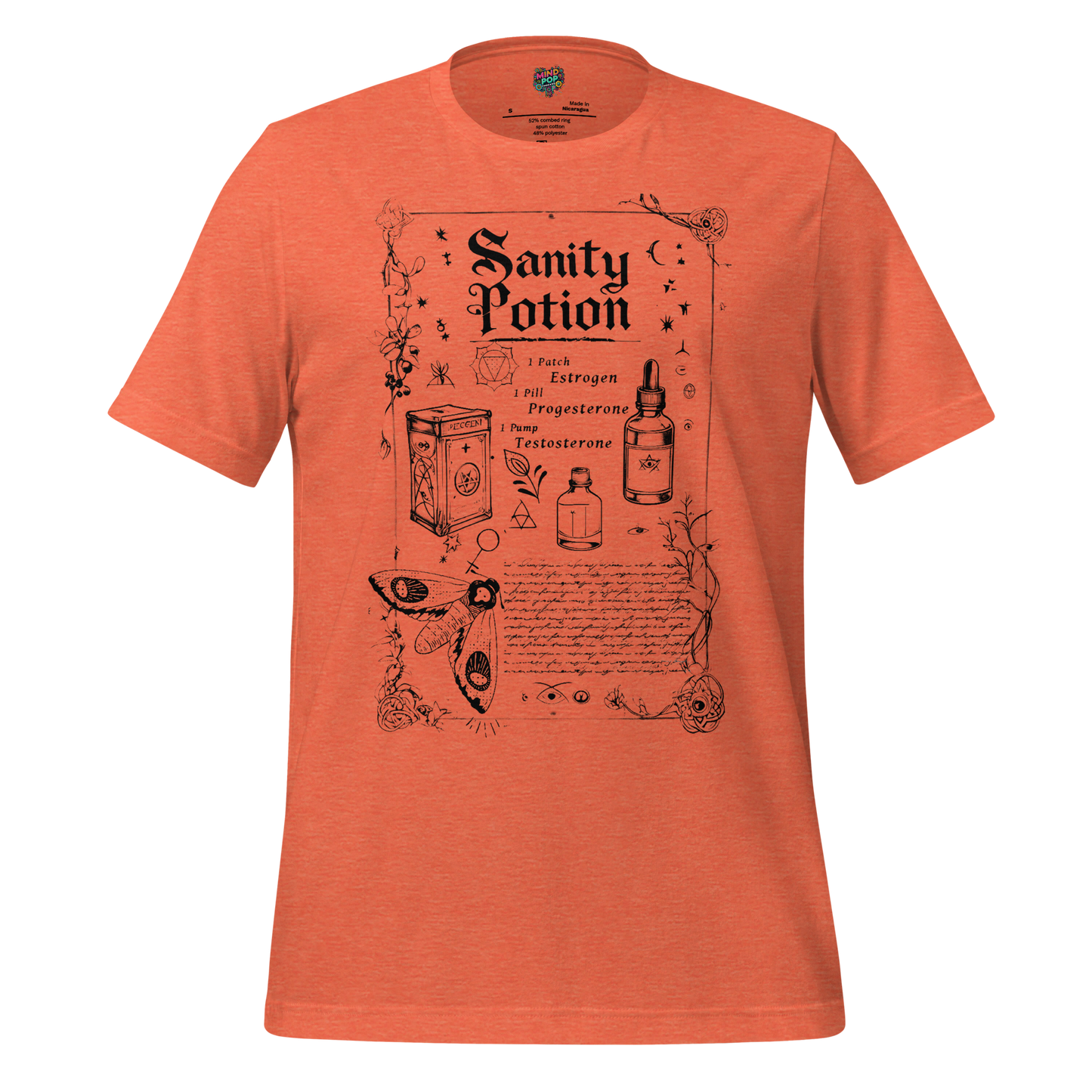 Sanity Potion Spell Book Shirt Heather Orange