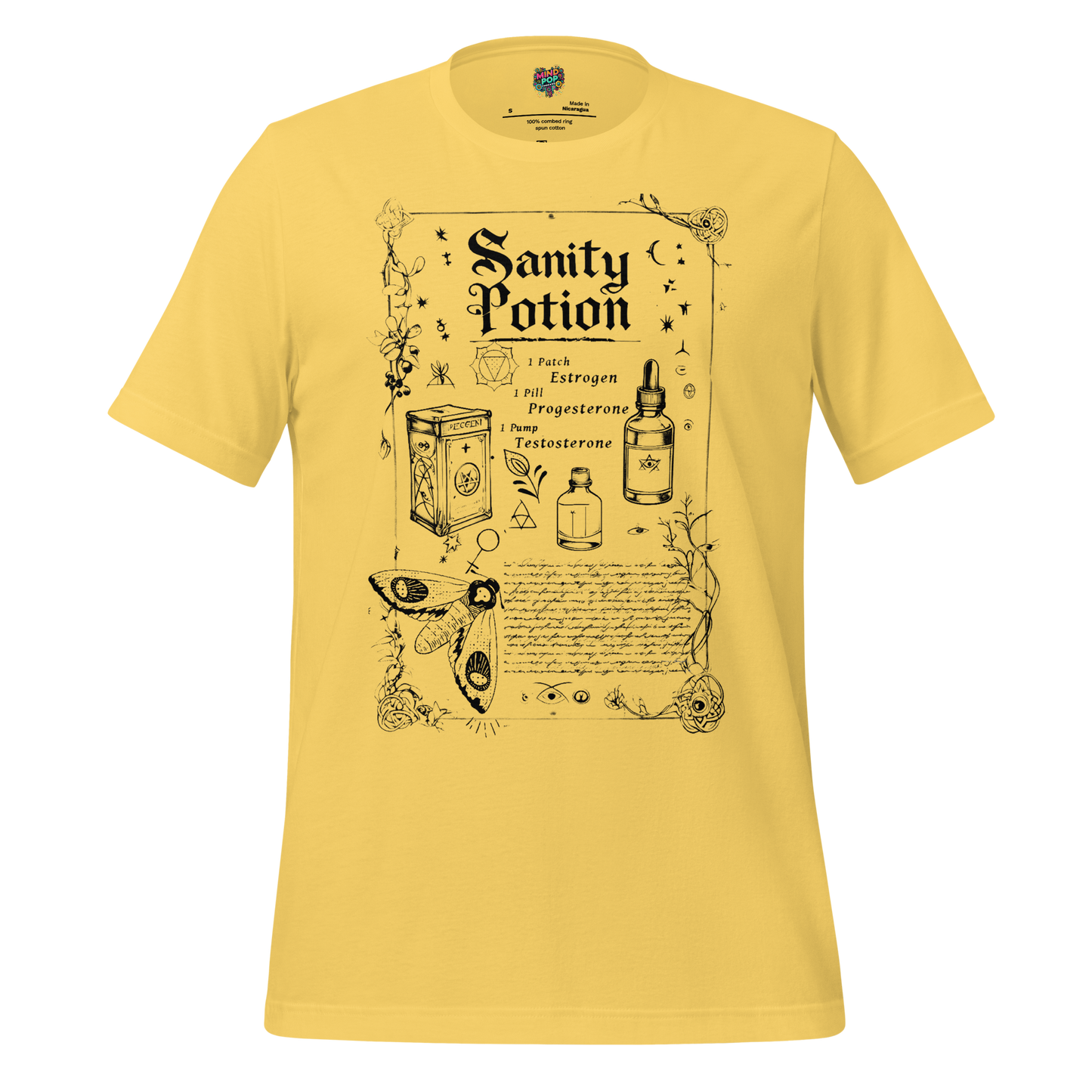 Sanity Potion Spell Book Shirt Yellow