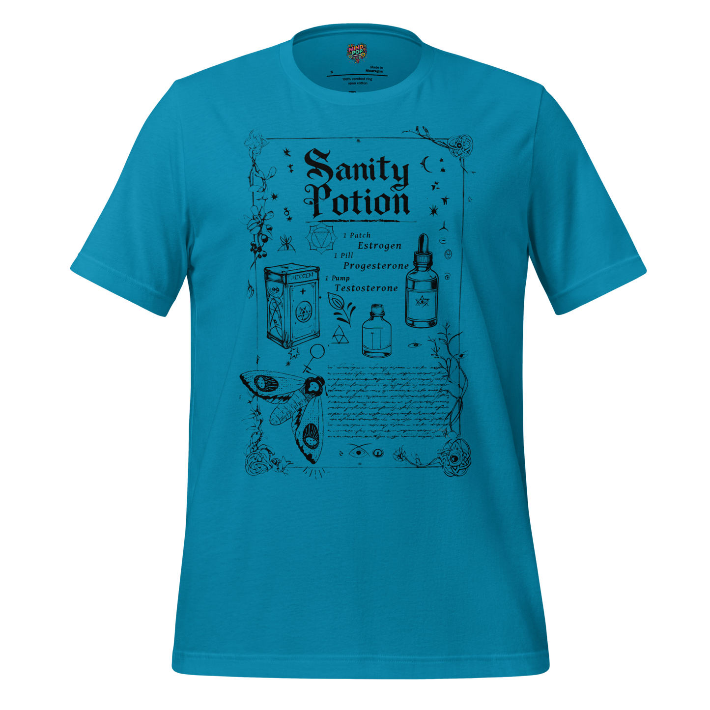 Sanity Potion Spell Book Shirt Aqua
