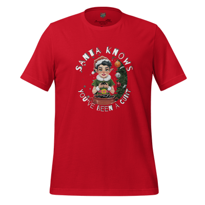 Santa Knows You’ve Been a Cunt Shirt Red