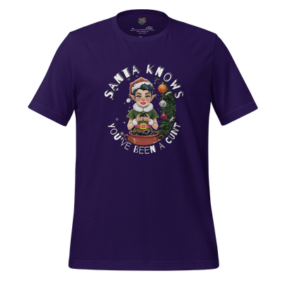 Santa Knows You’ve Been a Cunt Shirt Team Purple