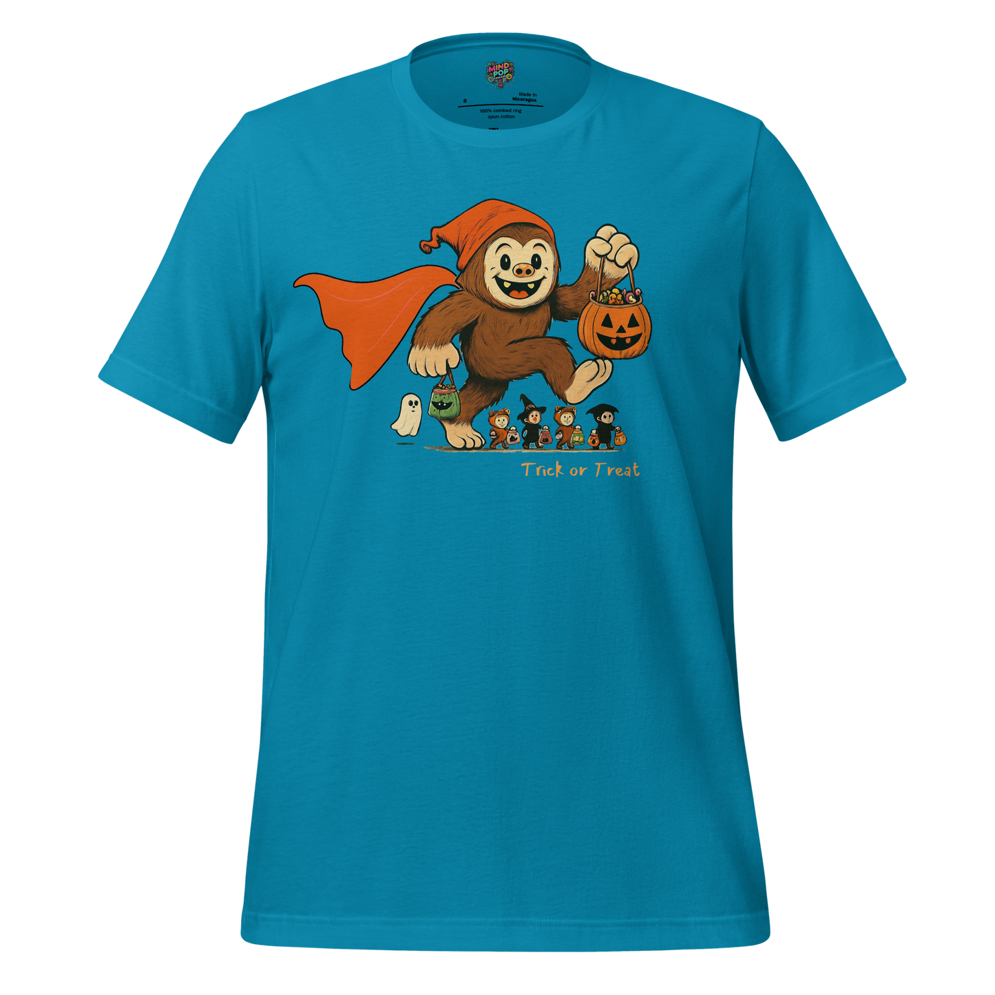 Sasquatch Trick-or-Treat Shirt Aqua