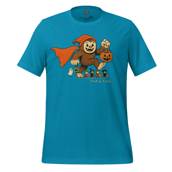 Sasquatch Trick-or-Treat Shirt Aqua