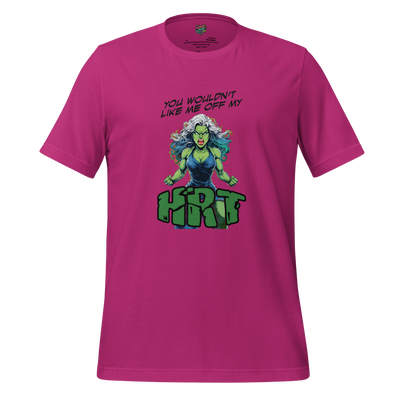 Gamma Radiation HRT Tee — Funny Menopause Hulk Shirt Berry