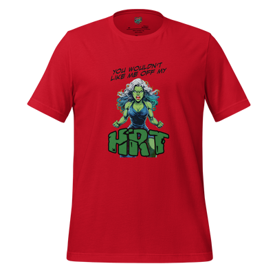 Gamma Radiation HRT Tee — Funny Menopause Hulk Shirt Red