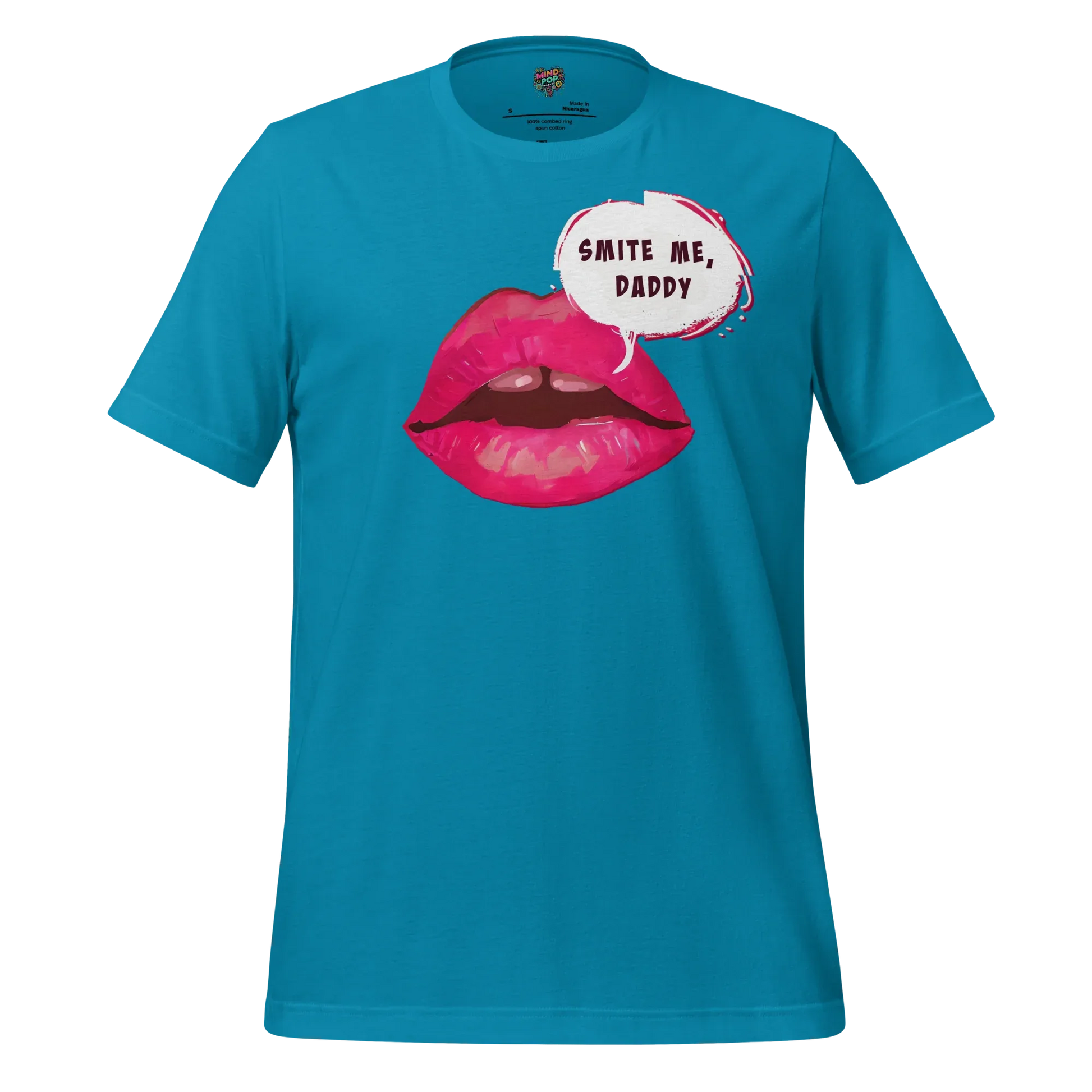 Smite Me Daddy Tee — Blasphemous Humor Graphic Aqua