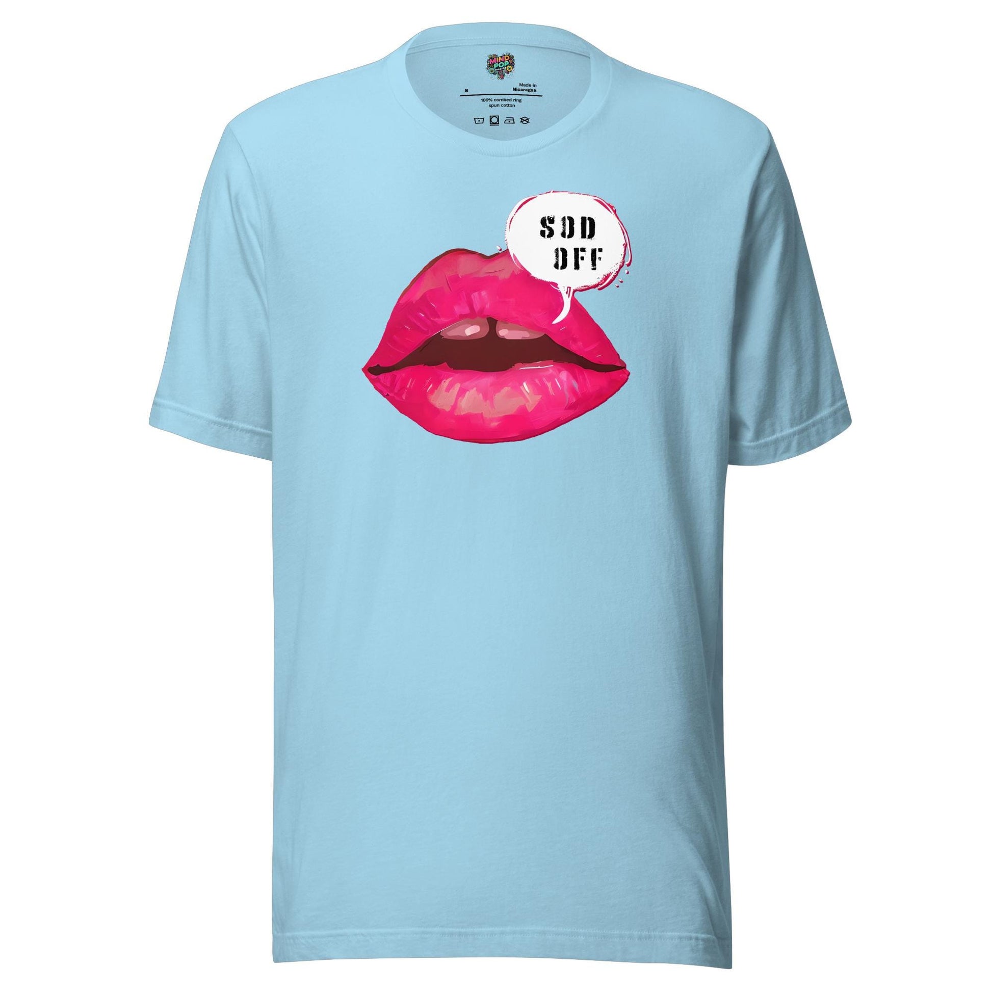Sod Off Bold Lip Graphic Shirt Ocean Blue