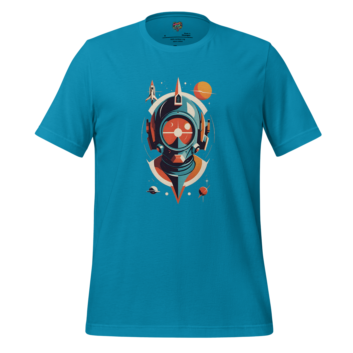 Space Man Astronaut Tee — Vintage Galaxy Style Aqua