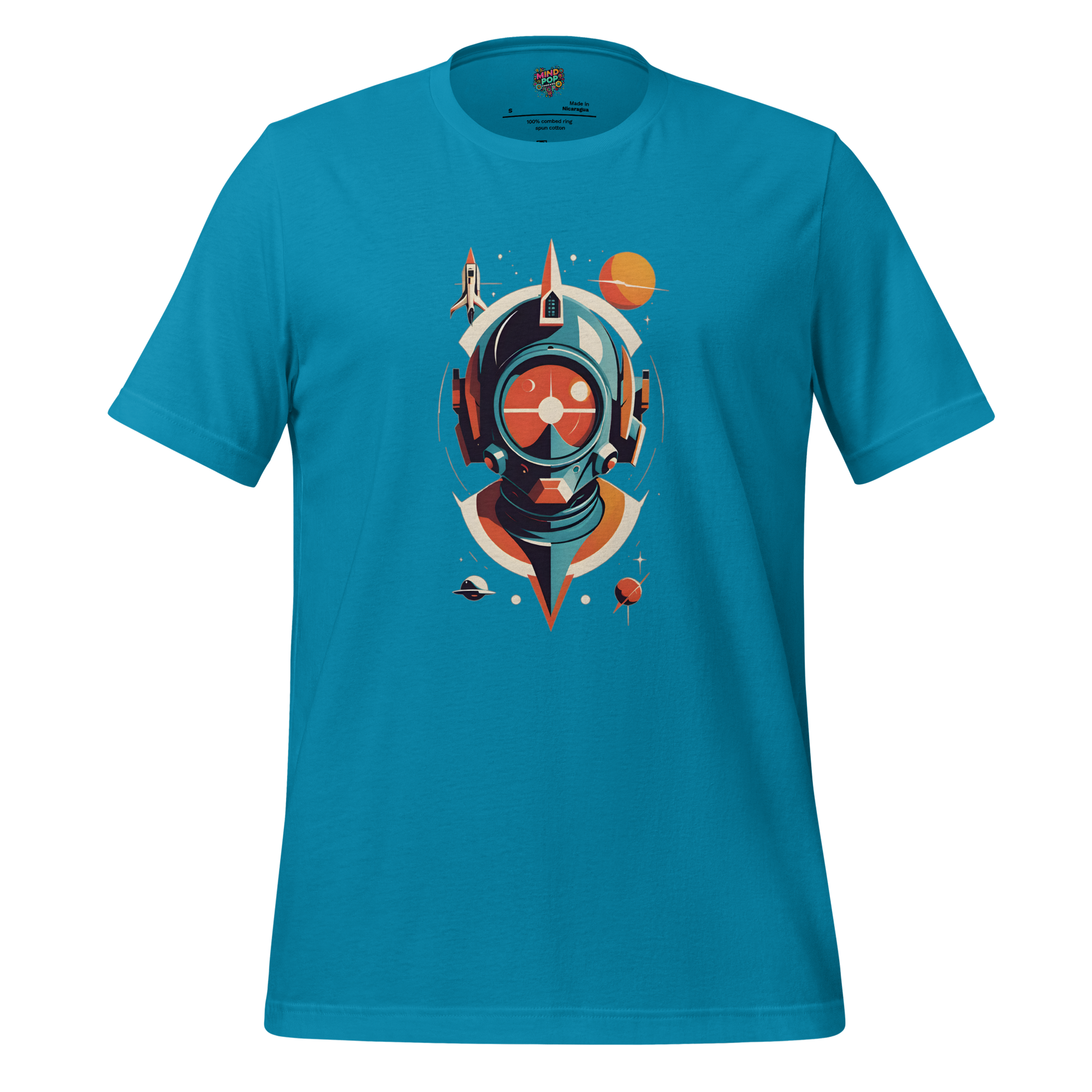 Space Man Astronaut Tee — Vintage Galaxy Style Aqua