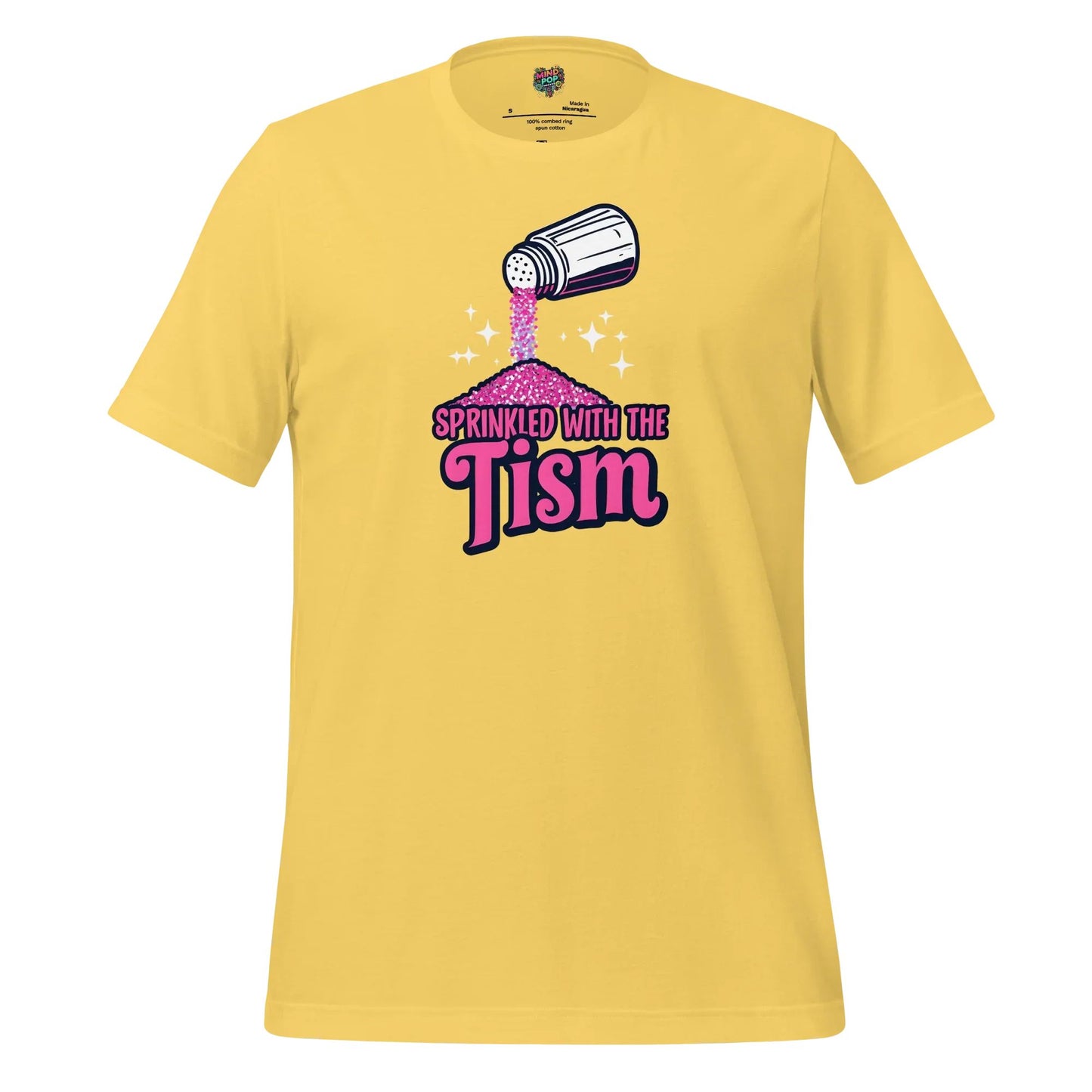 Sprinkled with the ’Tism Glitter Shaker Neurospicy Humor Tee Yellow