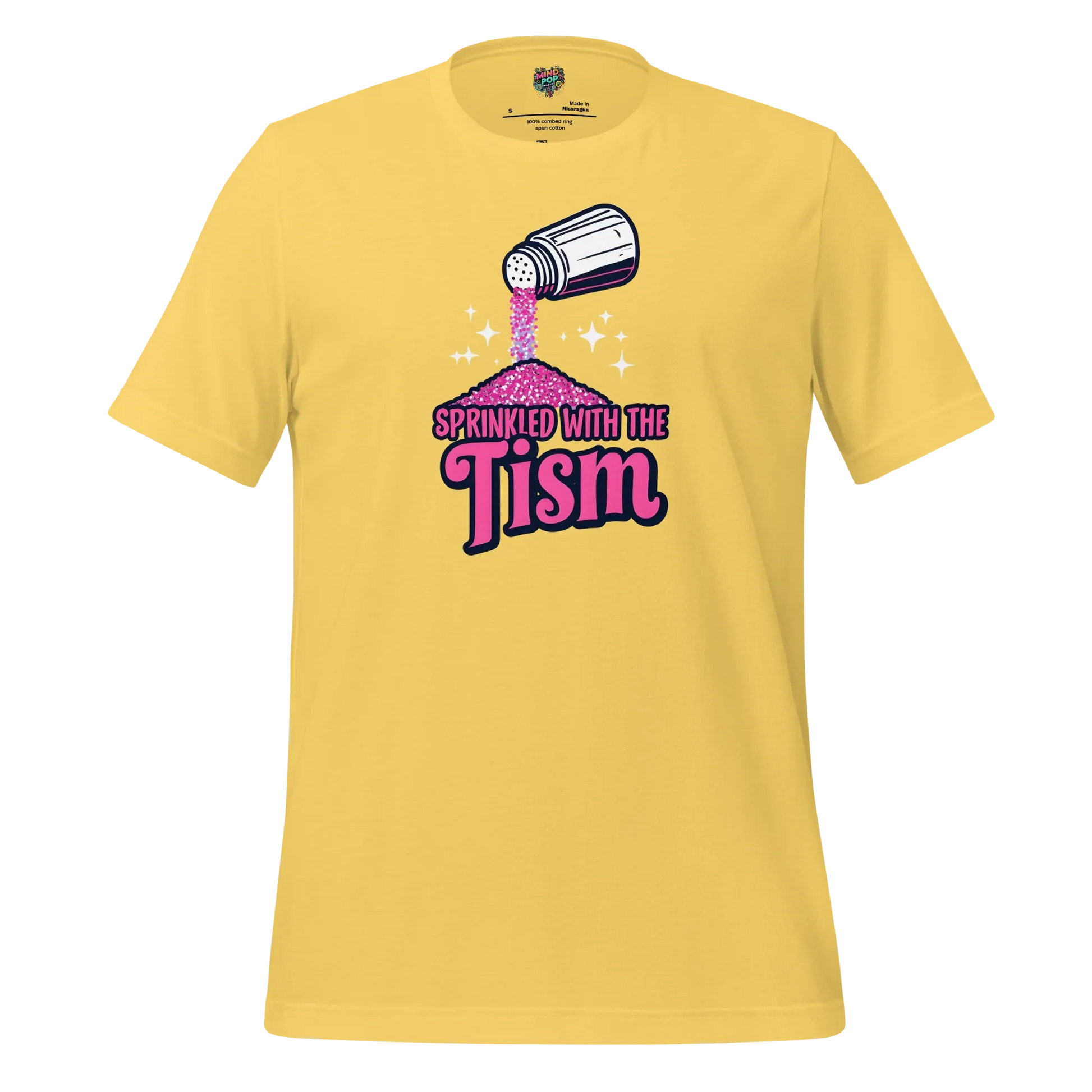 Sprinkled with the ’Tism Glitter Shaker Neurospicy Humor Tee Yellow