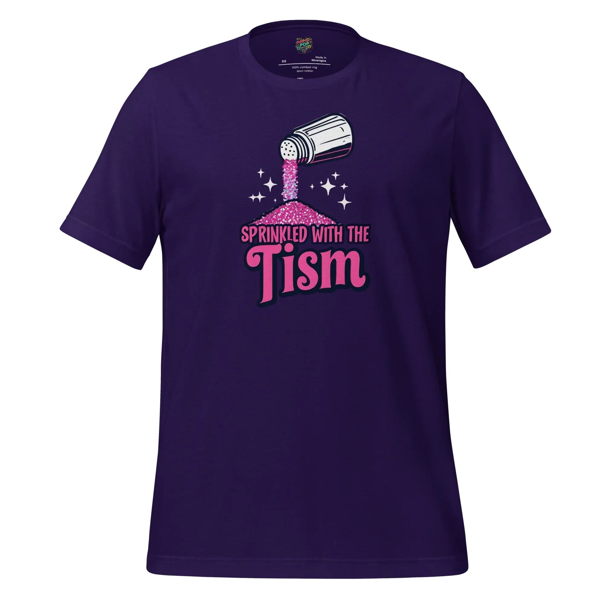 Sprinkled with the ’Tism Glitter Shaker Neurospicy Humor Tee Team Purple