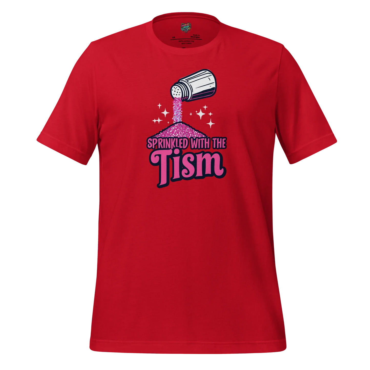 Sprinkled with the ’Tism Glitter Shaker Neurospicy Humor Tee Red