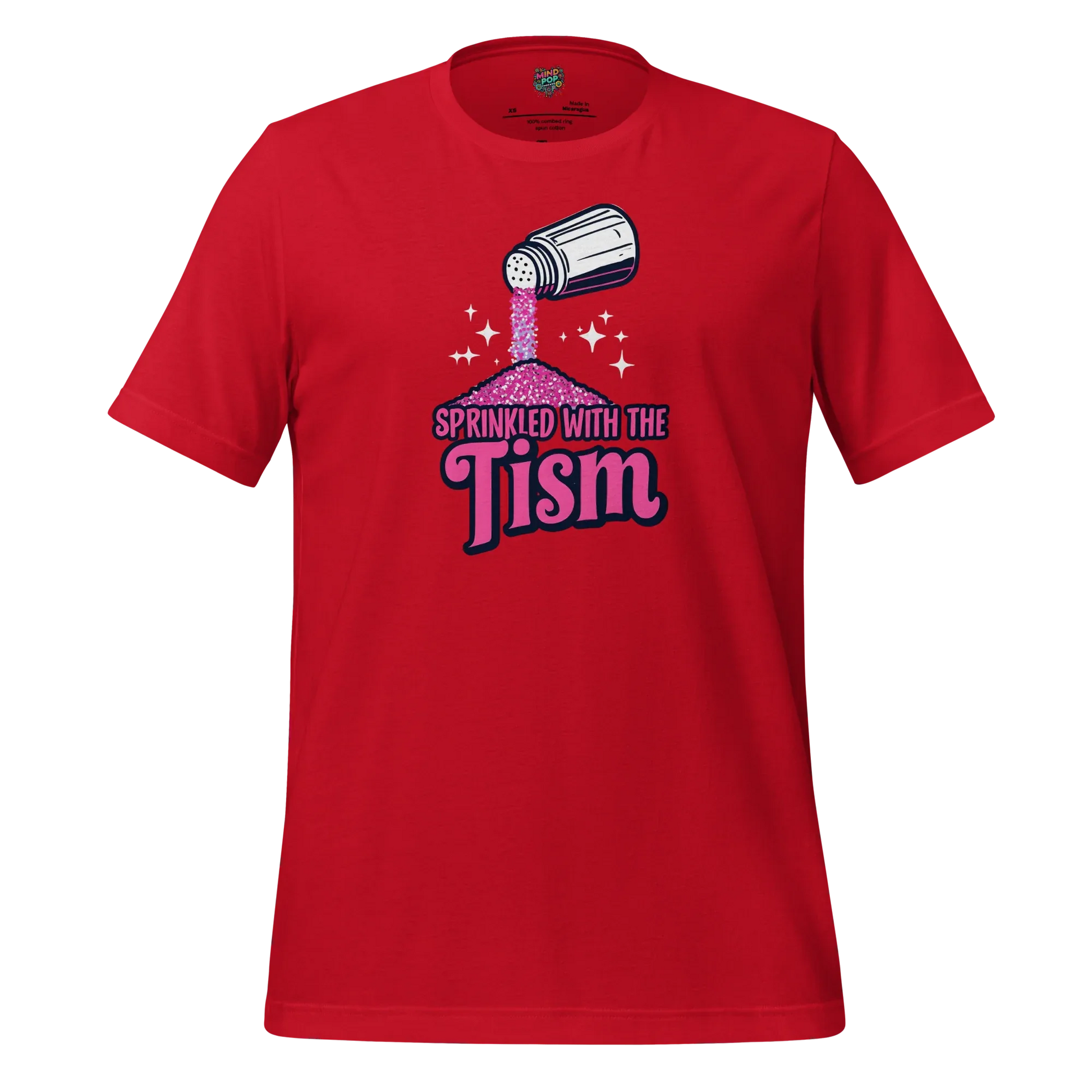 Sprinkled with the ’Tism Glitter Shaker Neurospicy Humor Tee Red