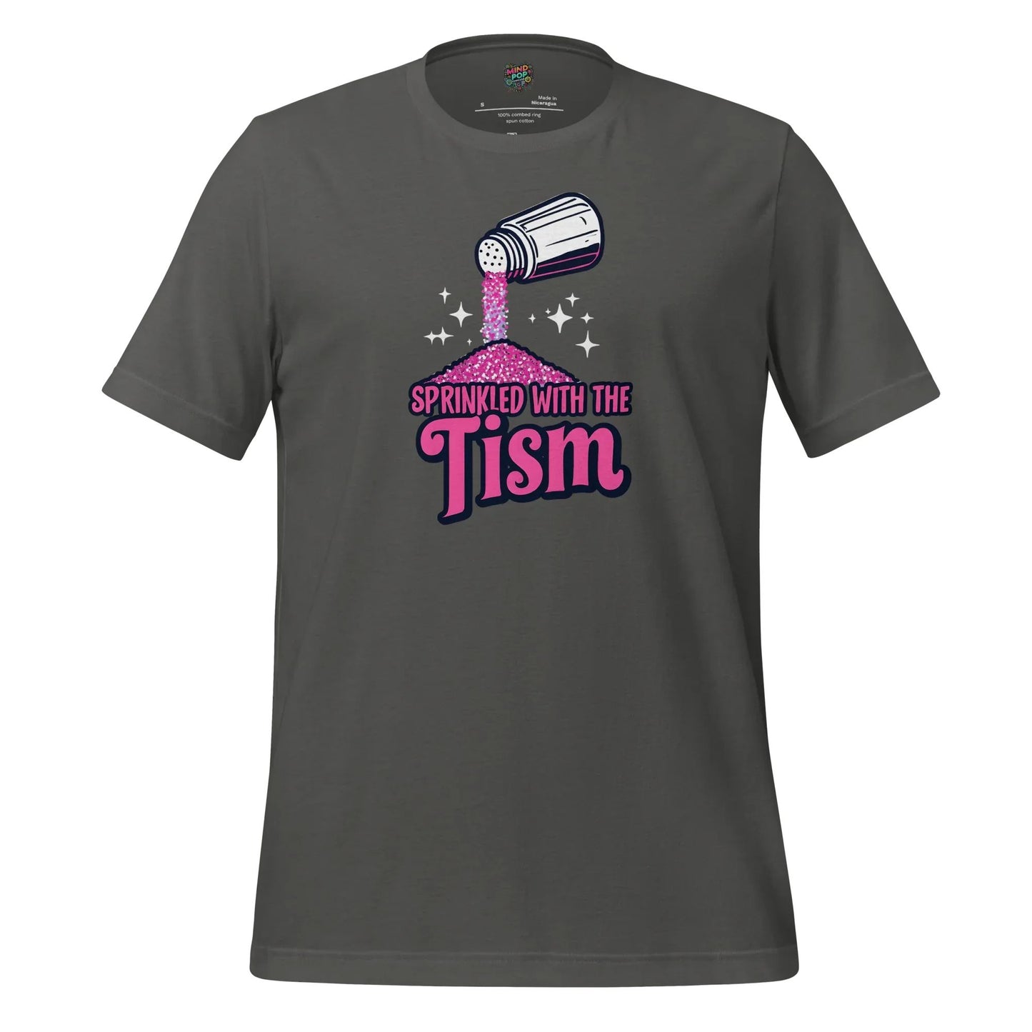 Sprinkled with the ’Tism Glitter Shaker Neurospicy Humor Tee Asphalt
