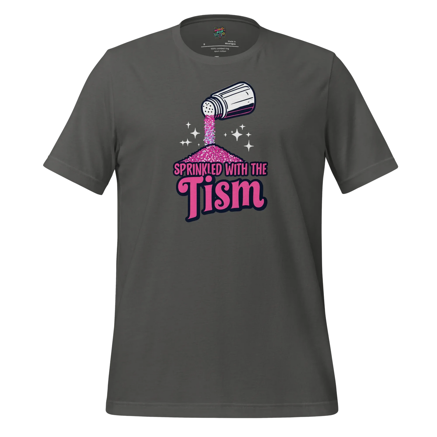 Sprinkled with the ’Tism Glitter Shaker Neurospicy Humor Tee Asphalt