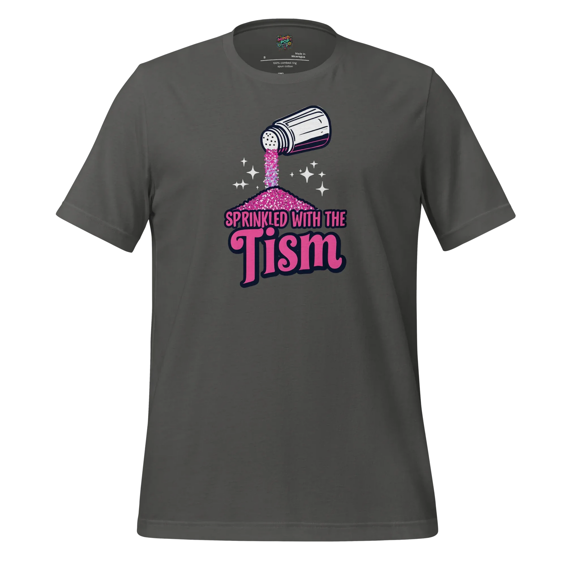 Sprinkled with the ’Tism Glitter Shaker Neurospicy Humor Tee Asphalt