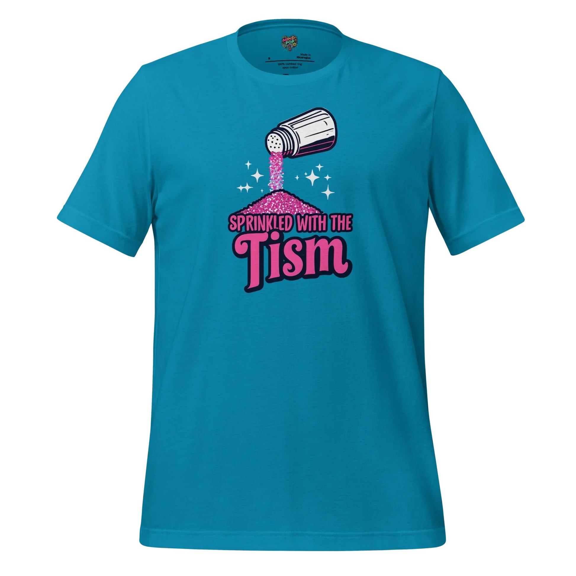 Sprinkled with the ’Tism Glitter Shaker Neurospicy Humor Tee Aqua
