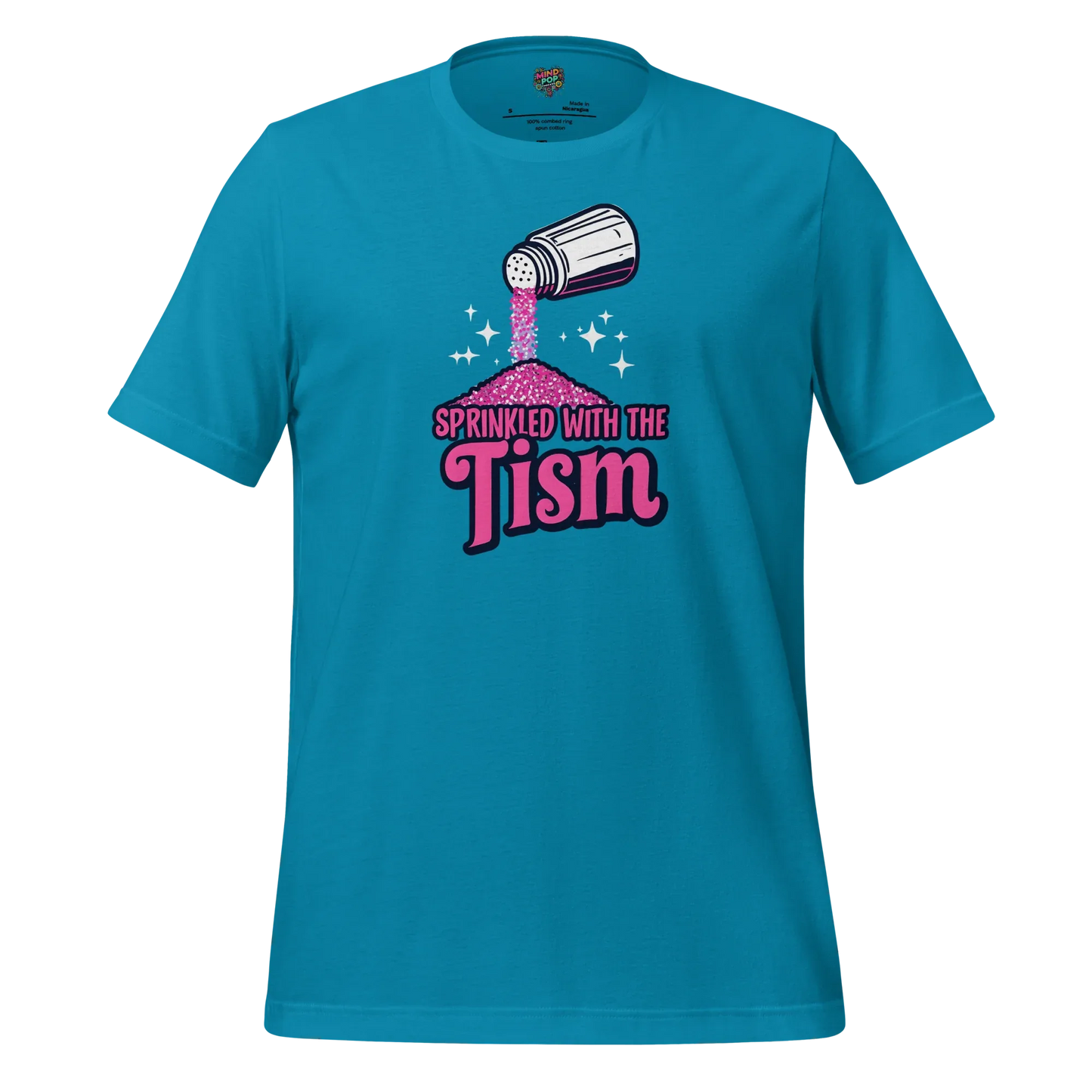 Sprinkled with the ’Tism Glitter Shaker Neurospicy Humor Tee Aqua