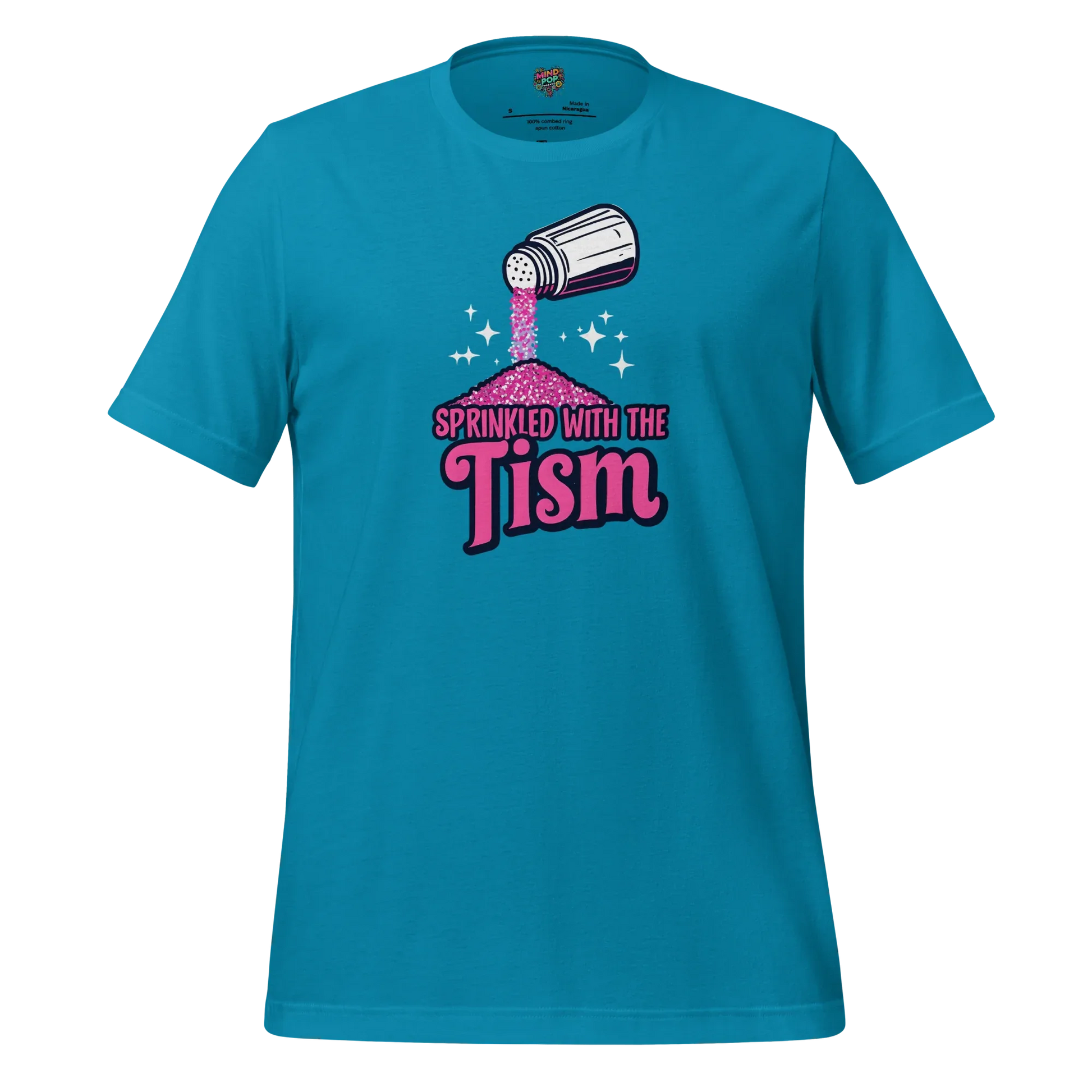 Sprinkled with the ’Tism Glitter Shaker Neurospicy Humor Tee Aqua