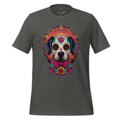 Sugar Skull Day of the Dead Beagle Cotton Shirt Asphalt