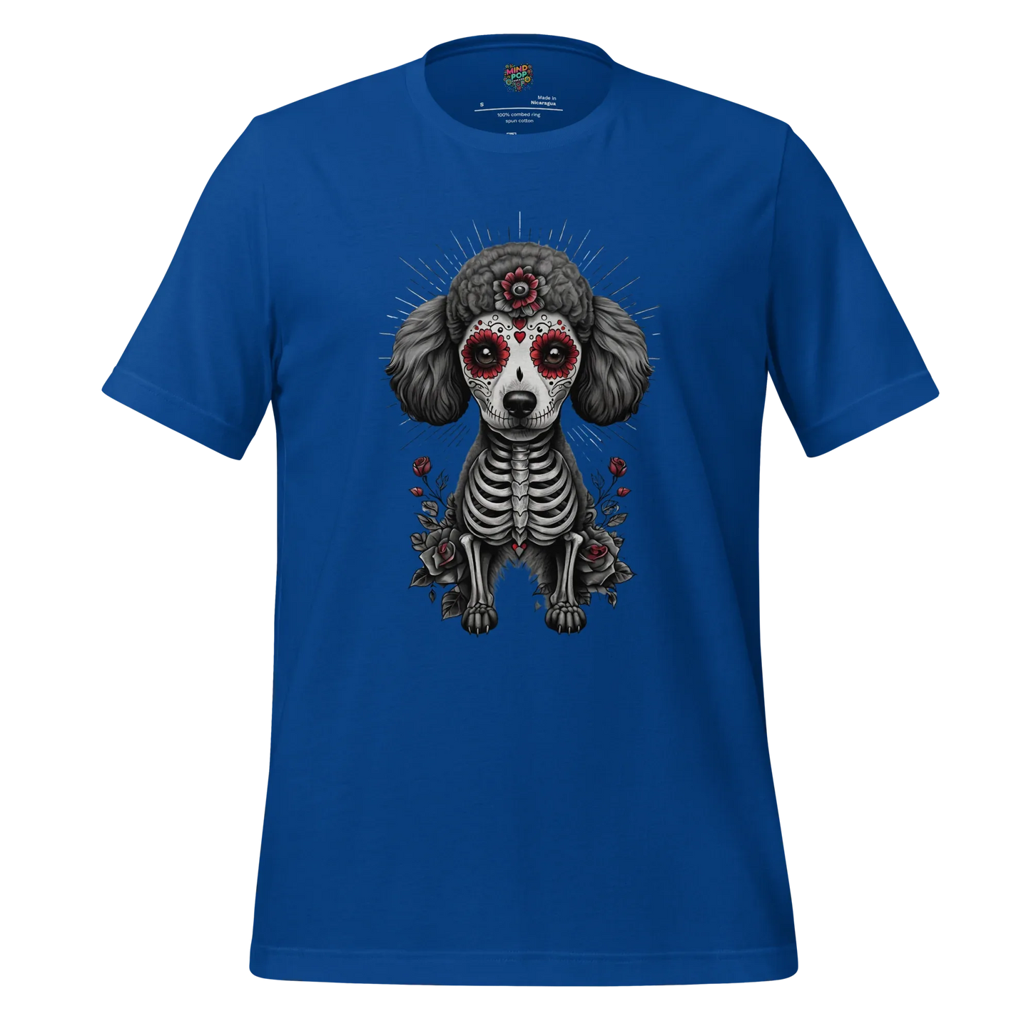 Sugar Skull Day of the Dead Poodle Cotton Shirt True Royal