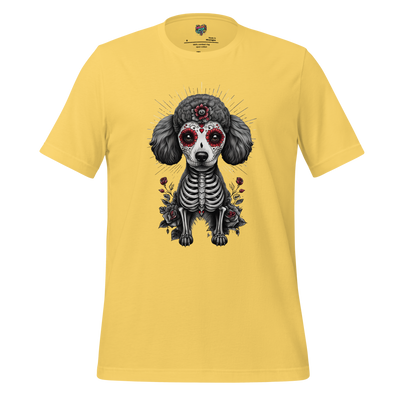 Sugar Skull Day of the Dead Poodle Cotton Shirt Yellow