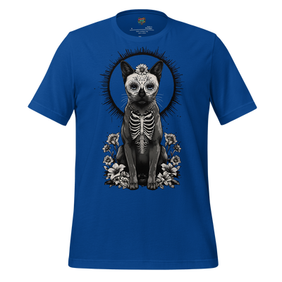 Sugar Skull Dia de los Muertos Cat Shirt True Royal