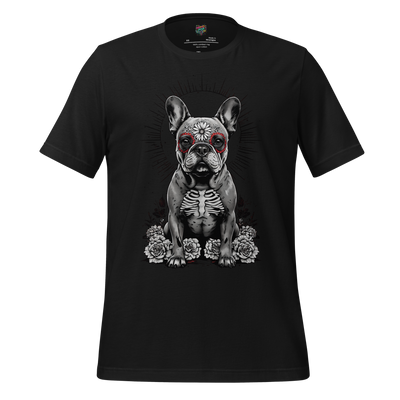 Sugar Skull Frenchie Tee — Dia de los Muertos Art Vintage Black