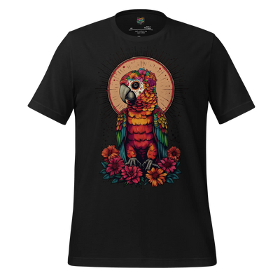 Sugar Skull Parrot Dia de los Muertos Bird Cotton Shirt Vintage Black