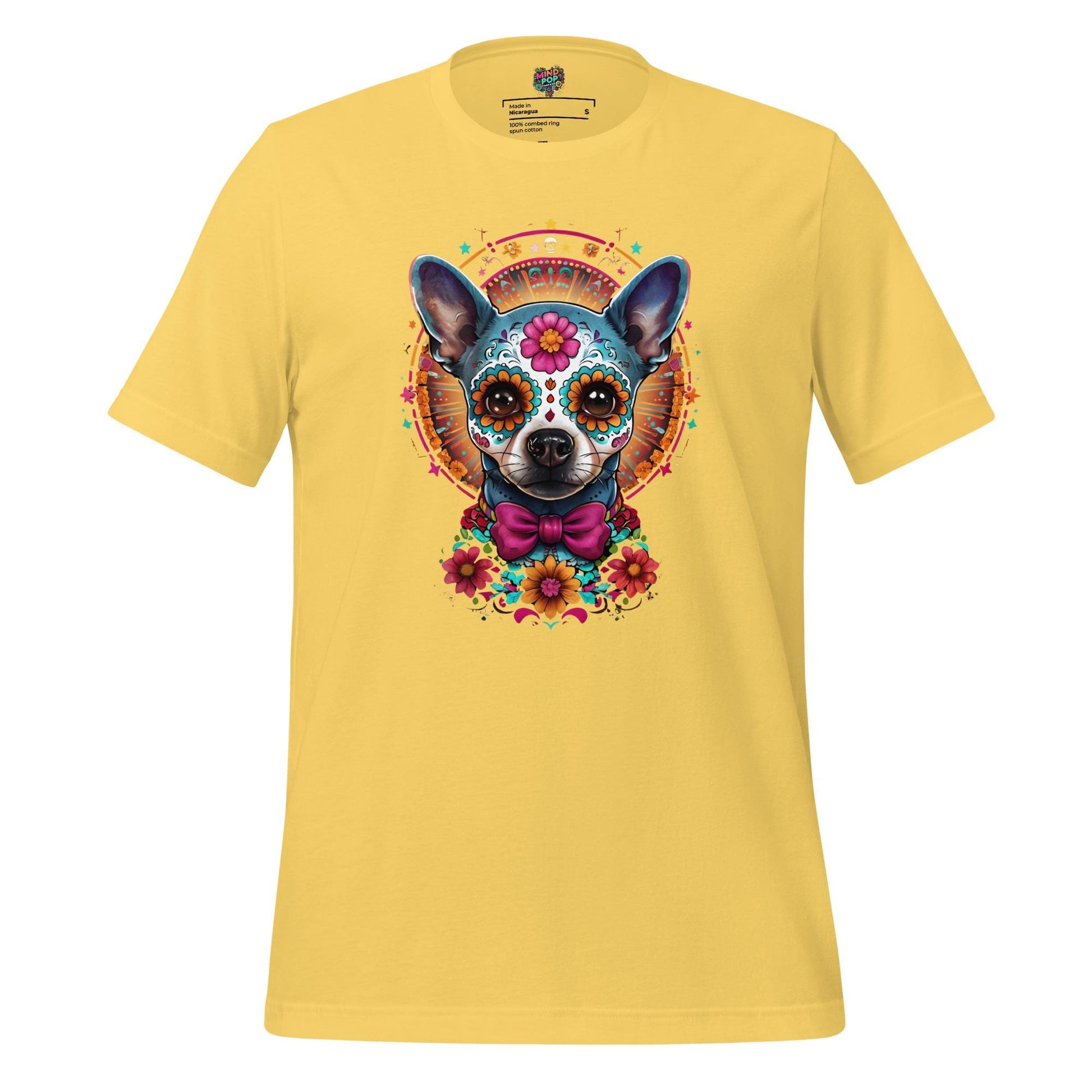 Sugar Skull Pet Memorial Cotton Shirt Yellow