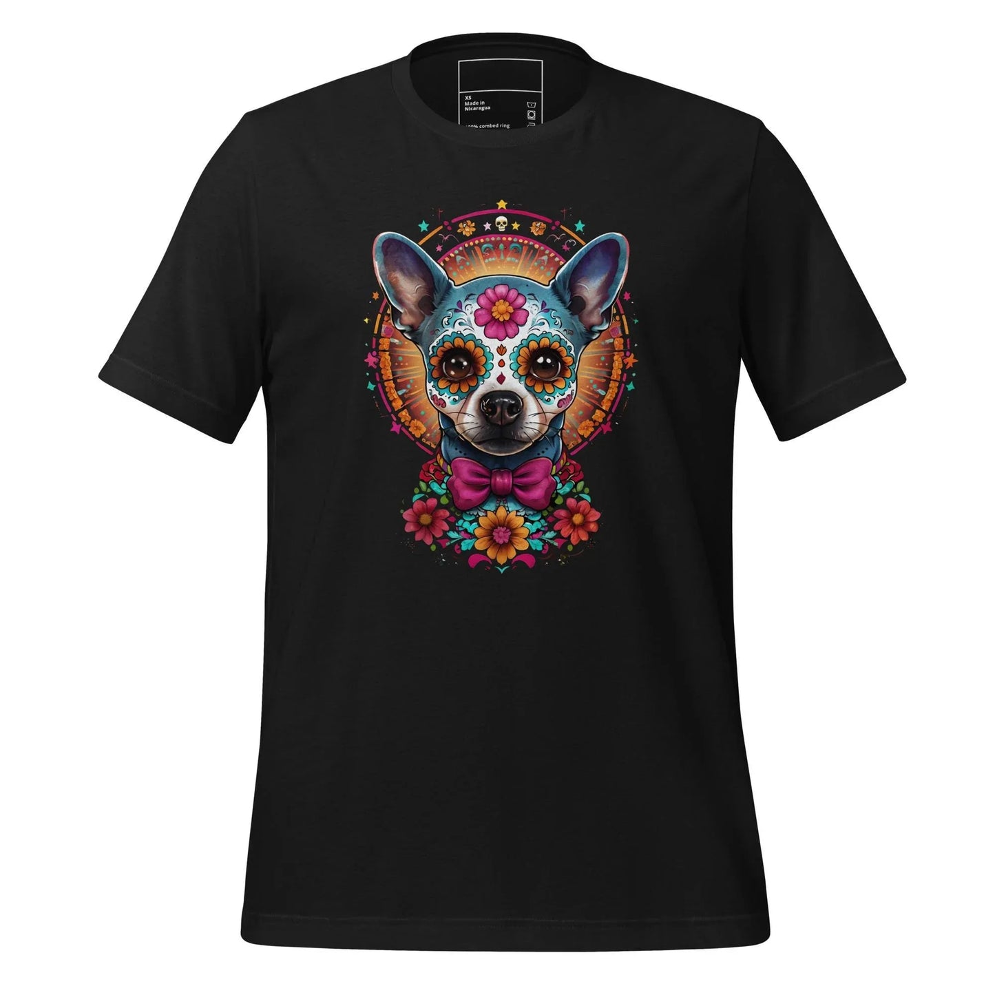 Sugar Skull Pet Memorial Cotton Shirt Vintage Black