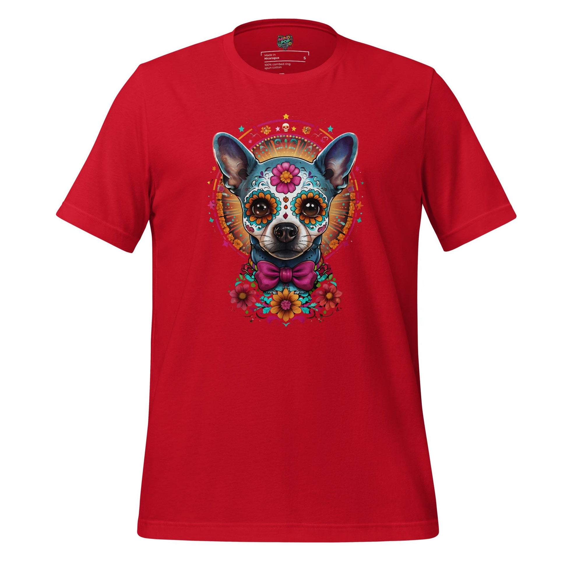 Sugar Skull Pet Memorial Cotton Shirt Red