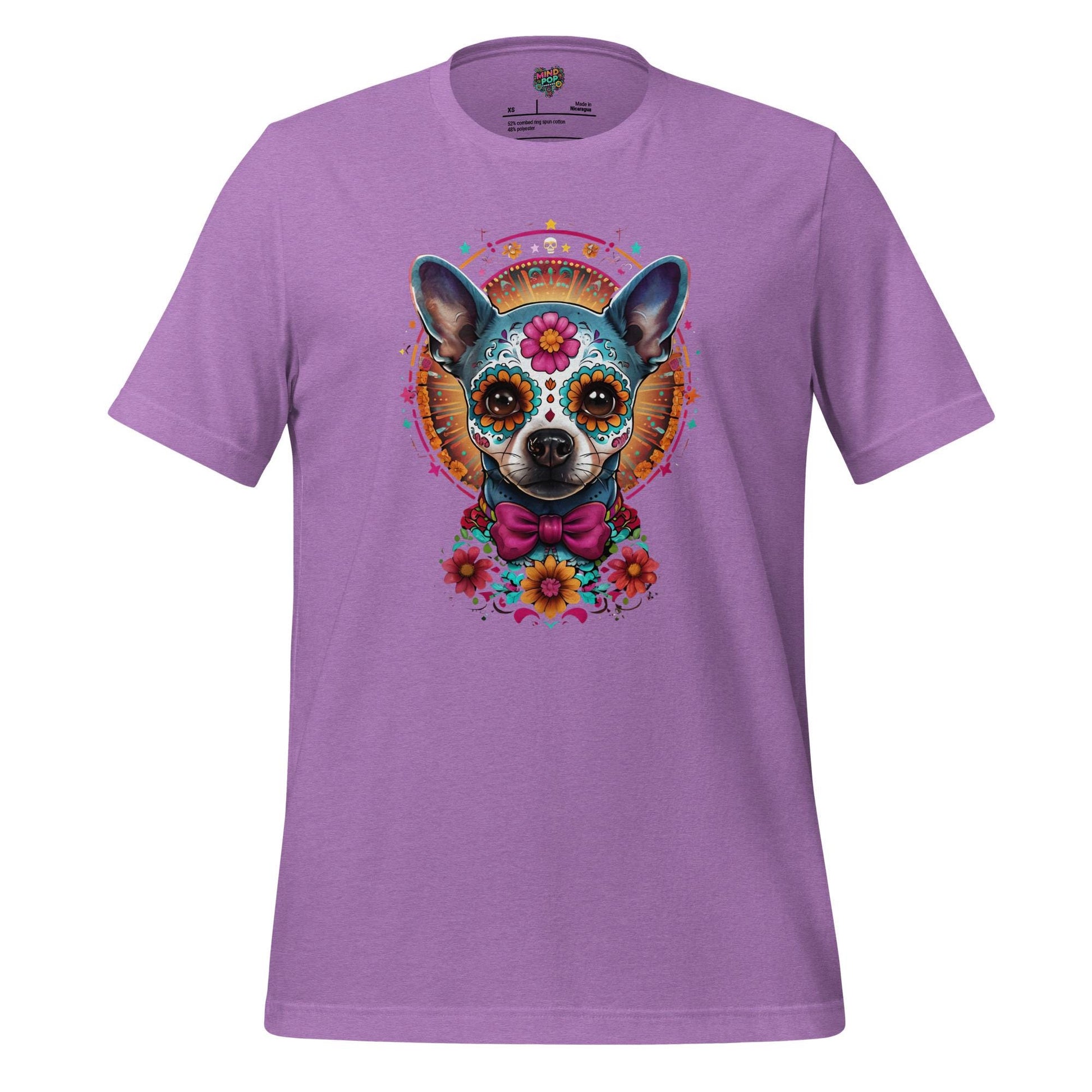 Sugar Skull Pet Memorial Cotton Shirt Heather Team Purple
