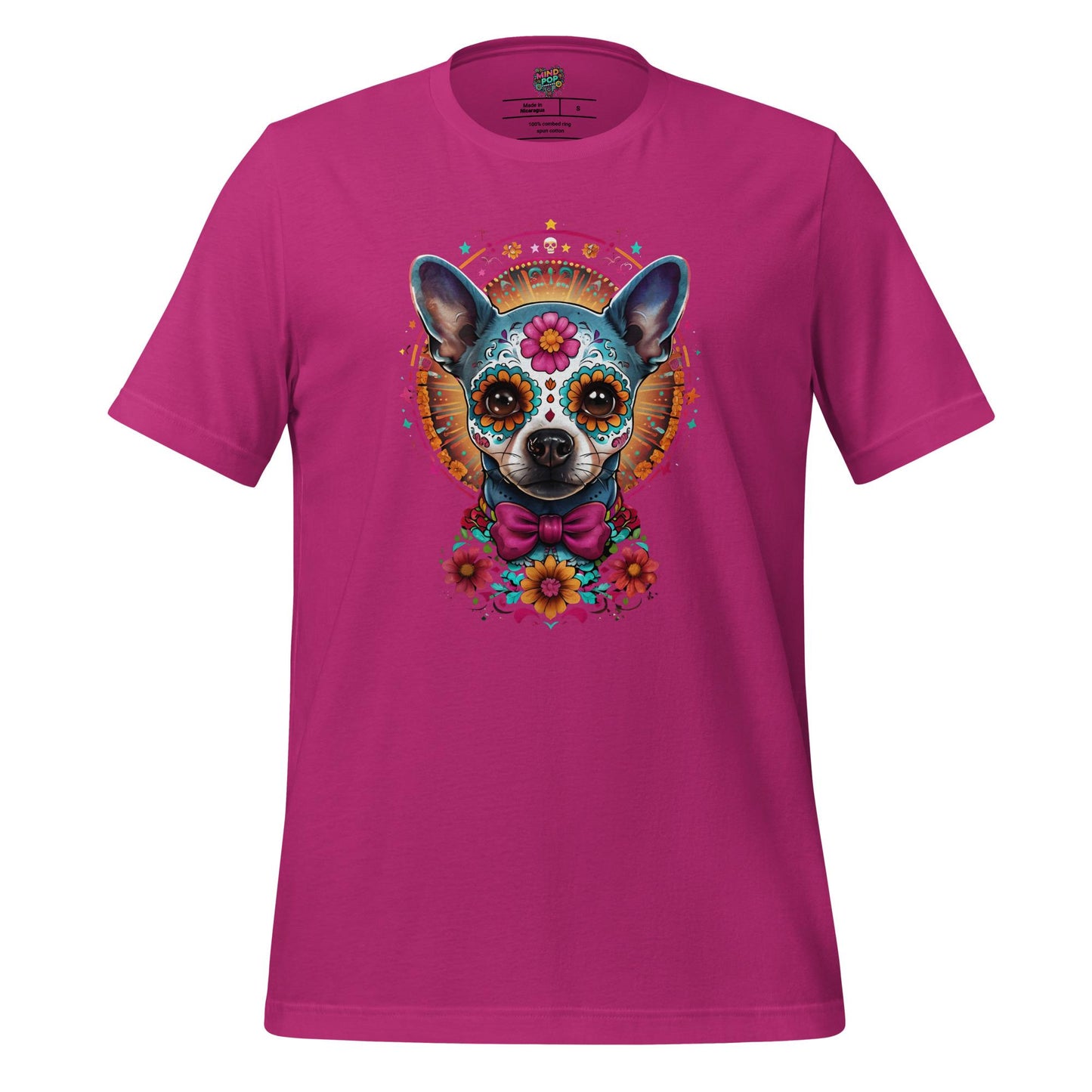 Sugar Skull Pet Memorial Cotton Shirt Berry