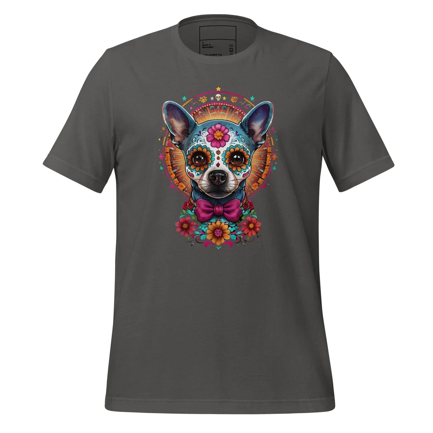 Sugar Skull Pet Memorial Cotton Shirt Asphalt