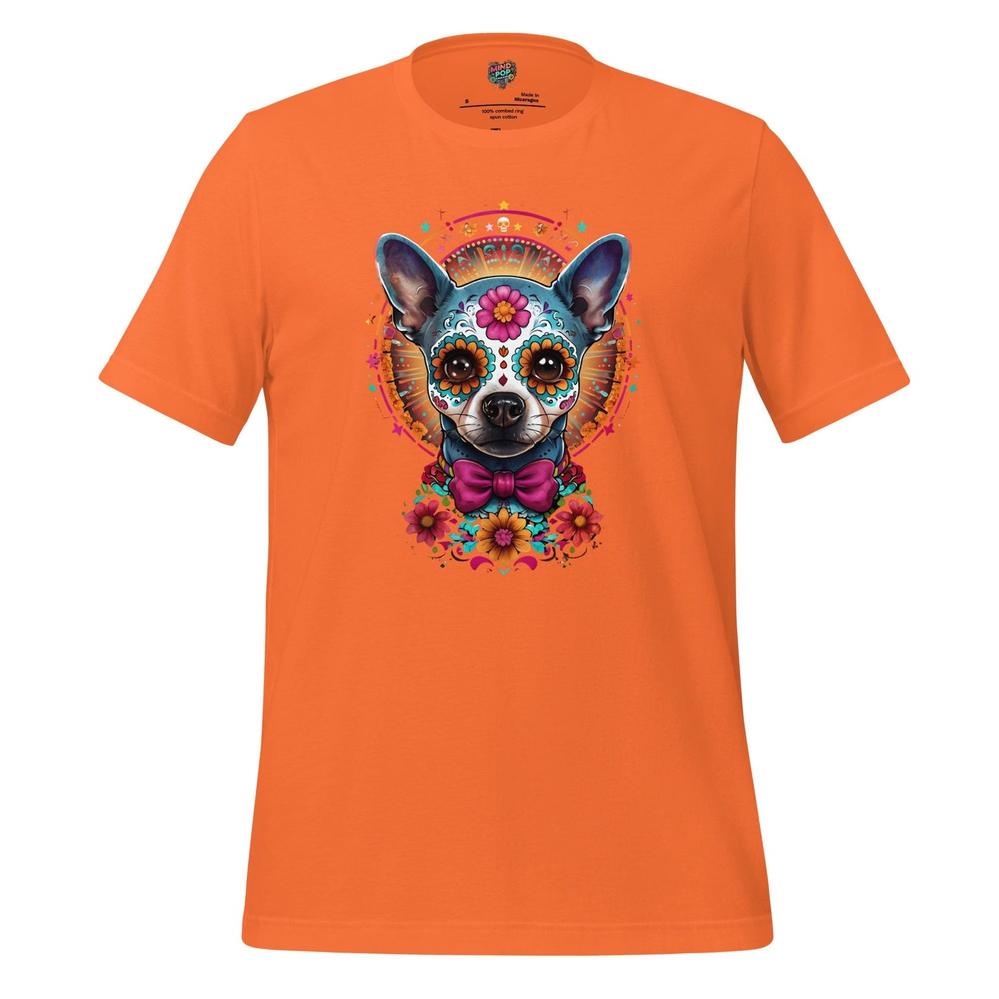 Sugar Skull Pet Memorial Cotton Shirt Orange