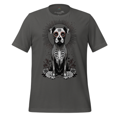 Sugar Skull Pit Bull Tee — Day of the Dead Dog Art Asphalt