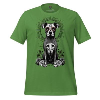 Sugar Skull Pit Bull Tee — Day of the Dead Dog Art Leaf