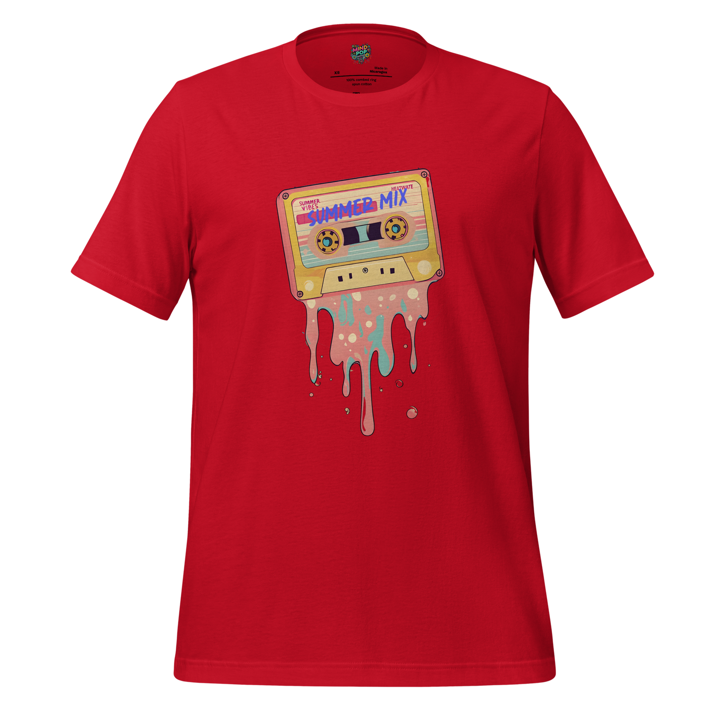 Summer Mix Tape Graphic Tee — Retro 80s Cassette Art Red