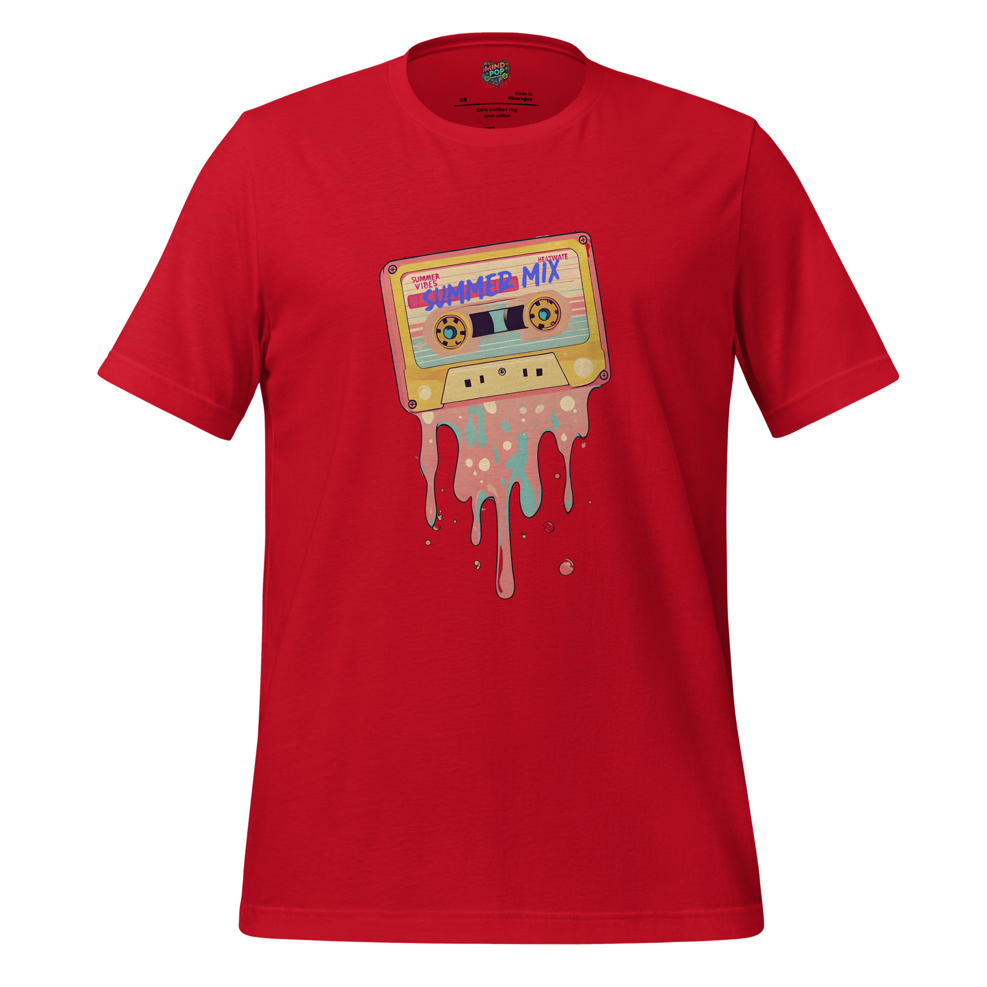 Summer Mix Tape Graphic Tee — Retro 80s Cassette Art Red